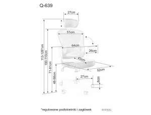 SCAUN DE BIROU PIVOTANT Q-639, GRI/ALB, TAPITERIE DIN STOFA SI PLASA SI PICIOR DIN METAL, STIL MODERN - Img 3