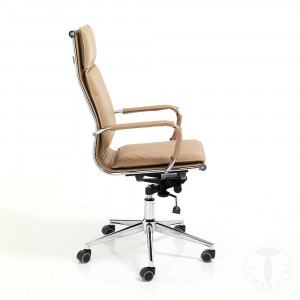 SCAUN DE BIROU, PREMIER TAUPE, STIL MODERN, METAL SI PIELE ECO, COD 4405 - Img 2