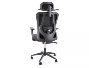 SCAUN DE BIROU Q-080M, NEGRU, CU FUNCTIE MULTIBLOC, TAPITERIE DIN TEXTIL SI PICIOR DIN METAL, STIL MODERN - Img 4