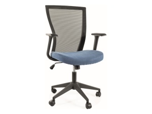 SCAUN DE BIROU Q-328, ALBASTRU/NEGRU, CU FUNCTIE TILT, TAPITERIE DIN TEXTIL SI PLASA, SI PICIOR DIN METAL, STIL MODERN