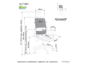 SCAUN DE BIROU, Q-718H GRI, FUNCTIE MULTIBLOCK, CU TAPITERIE DIN TEXTIL SI PLASA SI PICIOR DIN METAL, STIL MODERN - Img 4