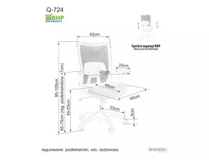 SCAUN DE BIROU, Q-724 GRI, FUNCTIE MULTIBLOCK, CU TAPITERIE DIN TEXTIL SI PLASA SI PICIOR DIN METAL, STIL MODERN - Img 2