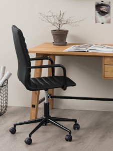 SCAUN DE BIROU WINSLOW, NEGRU, DIN PIELE ECOLOGICA SI METAL, STIL MODERN - Img 4