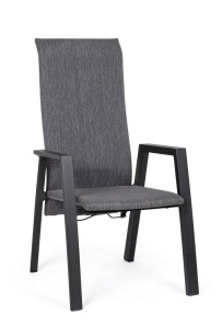 SCAUN DE GRADINA ETHAN GRI INCHIS, CONFECTIONAT DIN ALUMINIU SI POLIESTER, STIL MODERN