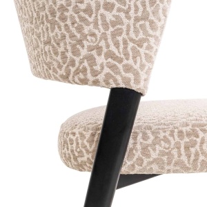 SCAUN DINIG ZENO BEIGE LEOPARD, 214148, CONFECTIONAT DIN POLIESTER, METAL SI SPUMA, BEJ/NEGRU, STIL MODERN - Img 4