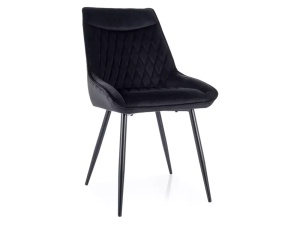 SCAUN DINING AGAT, NEGRU BLUVEL 19/NEGRU MAT, TAPITERIE DIN CATIFEA SI PICIOARE DIN METAL, STIL MODERN - Img 1