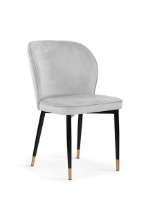 SCAUN DINING AINE, GRI/NEGRU/AURIU, TAPITERIE DIN CATIFEA SI PICIOARE DIN METAL, STIL MODERN