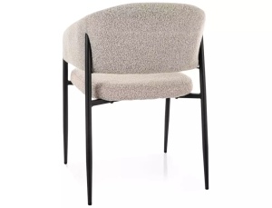 SCAUN DINING AKITA, BEJ 231/NEGRU MAT, TAPITERIE DIN TEXTIL SI PICIOARE DIN METAL, STIL MODERN - Img 3