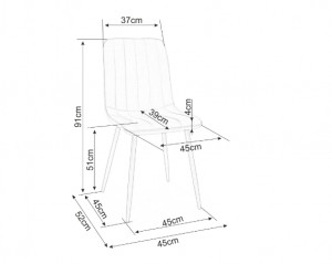 SCAUN DINING ALAN, BEJ INCHIS BLUVEL 40/NEGRU MAT, TAPITERIE DIN CATIFEA SI PICIOARE DIN METAL, STIL MODERN, SIGNAL - Img 3