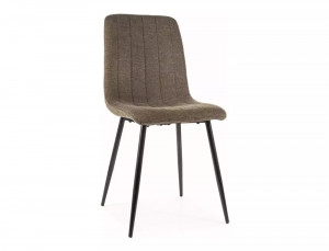 SCAUN DINING ALAN, OLIVE 77/NEGRU MAT, TAPITERIE DIN STOFA BREGO SI PICIOARE DIN METAL, STIL MODERN