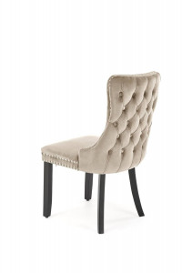 SCAUN DINING ALDA, BEJ/NEGRU, CU TAPITERIE DIN CATIFEA SI PICIOARE DIN LEMN, STIL MODERN - Img 2