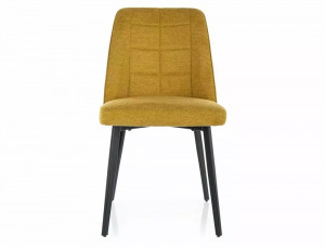 SCAUN DINING ALDO, CURRY 68/NEGRU MAT, TAPITERIE DIN STOFA BREGO SI PICIOARE DIN METAL, STIL MODERN - Img 2