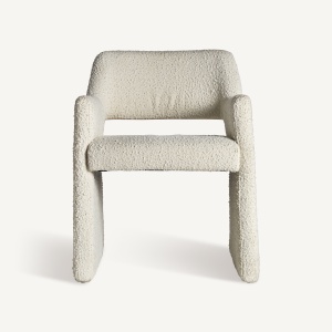 SCAUN DINING, ALVRA, DIN MDF SI TEXTIL BOUCLE, CULOARE ALB/GALBUI, STIL ART DECO, VICAL HOME - Img 2