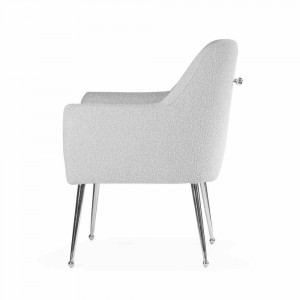 SCAUN DINING AMADEUS, GRI/CROM, TAPITERIE DIN STOFA FINA SI PICIOARE DIN METAL, STIL MODERN - Img 3