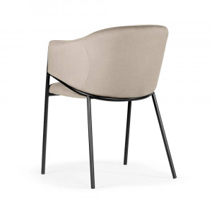 SCAUN DINING ANTALA, BEJ/NEGRU, TAPITERIE DIN CATIFEA SI PICIOARE DIN METAL, STIL MODERN, ATR - Img 4