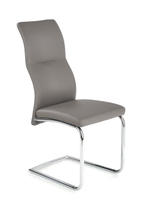 SCAUN DINING ARCO CROM/GRI, CONFECTIONAT DIN METAL SI PIELE ECOLOGICA, STIL MODERN