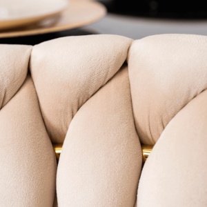 SCAUN DINING, ARTIM MEBLE, REALIZAT DIN METAL SI CATIFEA, CULOARE CREM/AURIE, STIL MODERN - Img 6