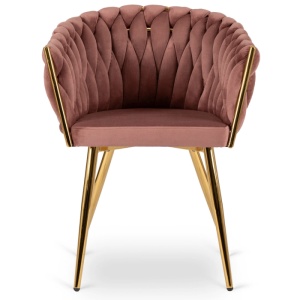 SCAUN DINING, ARTIM MEBLE, REALIZAT DIN METAL SI CATIFEA, CULOARE ROZ/AURIE, STIL MODERN - Img 7