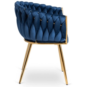 SCAUN DINING, ARTIM MEBLE, REALIZAT DIN METAL SI CATIFEA, CULOARE ALBASTRU/AURIE, STIL MODERN - Img 7