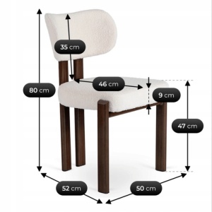 SCAUN DINING, ARTIM MEBLE, REALIZAT DIN METAL SI TEXTIL BOUCLE, CULOARE NUC/CREM, STIL MODERN - Img 5