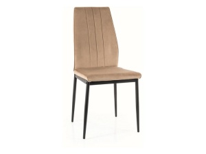 SCAUN DINING ATOM, BEJ BLUVEL 28/NEGRU MAT, TAPITERIE DIN CATIFEA SI PICIOARE DIN METAL, STIL MODERN
