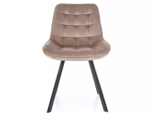 SCAUN DINING, BEJ INCHIS BLUVEL 40/NEGRU MAT, TAPITERIE DIN CATIFEA SI PICIOARE DIN METAL, STIL MODERN - Img 3