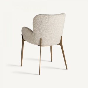 SCAUN DINING BESNE, BEJ, REF. 35239, PRELUCRAT MANUAL, CONFECTIONAT DIN METAL SI TEXTIL, STIL MODERN - Img 4