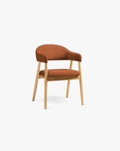 SCAUN DINING/BIROU ANDRA, PORTOCALIU, TAPITAT CU TAPITERIE DIN TEXTIL CHENILLE REBEL SI LEMN MASIV, MICADONI