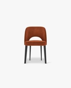 SCAUN DINING/BIROU BOWE, PORTOCALIU, TAPITAT CU TAPITERIE DIN TEXTIL CHENILLE REBEL SI LEMN MASIV DE FAG, MICADONI