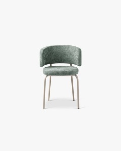 SCAUN DINING/BIROU DORA, ALBASTRU DESCHIS, TAPITAT CU TAPITERIE DIN TEXTIL CHENILLE PERFECT ARMONY SI METAL, MICADONI