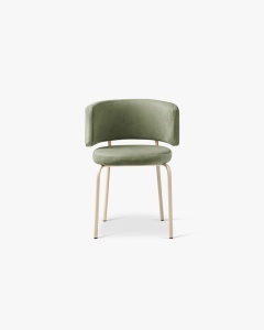 SCAUN DINING/BIROU DORA, VERDE, TAPITAT CU TAPITERIE DIN TEXTIL CATIFEA MAGIC VELVET SI METAL, MICADONI