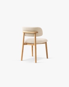 SCAUN DINING/BIROU EVAN, BEJ, TAPITAT CU TAPITERIE DIN TEXTIL BOUCLE BALOO SI LEMN MASIV, MICADONI - Img 3