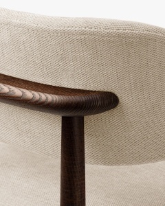SCAUN DINING/BIROU EVAN, BEJ, TAPITAT CU TAPITERIE DIN TEXTIL CHENILLE REBEL SI LEMN MASIV, MICADONI - Img 4