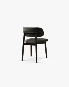 SCAUN DINING/BIROU EVAN, GRI INCHIS, TAPITAT CU TAPITERIE DIN TEXTIL CHENILLE REBEL SI LEMN MASIV, MICADONI - Img 4
