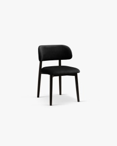 SCAUN DINING/BIROU EVAN, NEGRU, TAPITAT CU TAPITERIE DIN TEXTIL CATIFEA MAGIC VELVET SI LEMN MASIV, MICADONI - Img 2