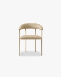 SCAUN DINING/BIROU LEA, BEJ/CREM, TAPITAT CU TAPITERIE DIN TEXTIL BOUCLE BALOO SI METAL, MICADONI - Img 3