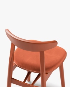 SCAUN DINING/BIROU OSOS, CORAI/FLAMINGO, TAPITAT CU TAPITERIE DIN TEXTIL CATIFEA VENUS SI LEMN MASIV, MICADONI - Img 3