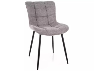 SCAUN DINING BREGO GRI 07/NEGRU MAT, TAPITERIE DIN TEXTIL SI PICIOARE DIN METAL, STIL MODERN - Img 5