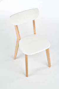 SCAUN DINING BUGGI, ALB/STEJAR, DIN MDF LACUIT SI PICIOARE DIN LEMN MASIV, STIL CLASIC - Img 4