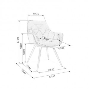 SCAUN DINING CHERRY, NEGRU BLUVEL 19/NEGRU MAT, TAPITERIE DIN CATIFEA SI PICIOARE DIN METAL, STIL MODERN - Img 2