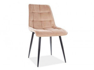 SCAUN DINING CHIC, BEJ BLUVEL 28/NEGRU MAT, TAPITERIE DIN CATIFEA SI PICIOARE DIN METAL, STIL MODERN - Img 5