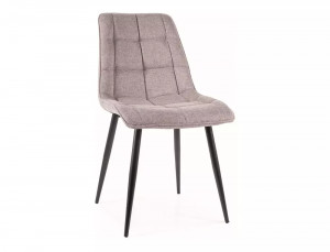 SCAUN DINING CHIC, GRI 07/NEGRU MAT, TAPITERIE DIN STOFA BREGO SI PICIOARE DIN METAL, STIL MODERN