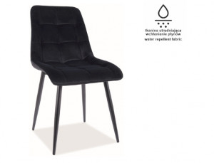 SCAUN DINING CHIC, NEGRU MAT VELVET 99/NEGRU MAT, TAPITERIE DIN CATIFEA SI PICIOARE DIN METAL, STIL MODERN