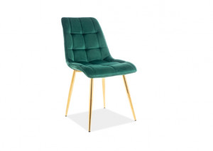 SCAUN DINING CHIC, VERDE BLUVEL 78/AURIU, TAPITERIE DIN CATIFEA SI PICIOARE DIN METAL, STIL MODERN