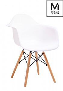 SCAUN DINING DAW DSW, ALB/FAG, DIN POLIPROPILENA SI LEMN DE FAG, STIL MODERN - Img 1