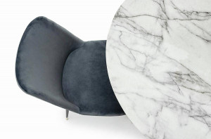 SCAUN DINING DIEGO, GRI INCHIS/NEGRU/AURIU, DIN CATIFEA SI METAL, STIL MODERN - Img 6