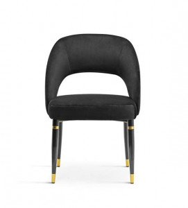 SCAUN DINING DIVA, NEGRU/AURIU/NEGRU, TAPITERIE DIN CATIFEA SI PICIOARE DIN METAL, STIL MODERN, ATR - Img 4