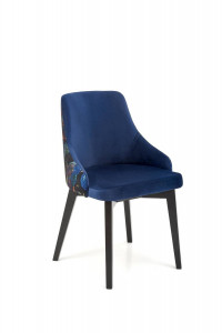 SCAUN DINING ENDO, ALBASTRU BLUVEL 86/MULTICOLOR/NEGRU, CU TAPITERIE DIN CATIFEA SI PICIOARE DIN LEMN MASIV, STIL CLASIC - Img 6