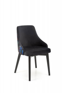 SCAUN DINING ENDO, NEGRU BLUVEL 19/MULTICOLOR/NEGRU, CU TAPITERIE DIN CATIFEA SI PICIOARE DIN LEMN MASIV, STIL CLASIC - Img 7