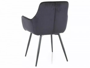 SCAUN DINING FIG, NEGRU BLUVEL 19/NEGRU MAT, TAPITERIE DIN CATIFEA SI PICIOARE DIN METAL, STIL MODERN - Img 3
